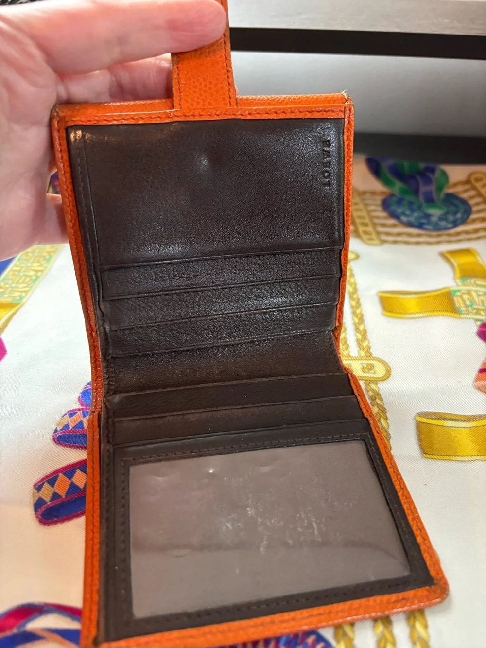 Authentic LOEWE Vintage Anagram Bifold Wallet – Orange